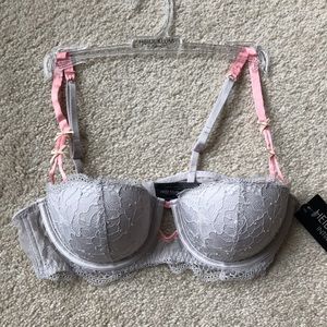 NWT Heidi Klum Lavender & Pink lace bows bra 34B